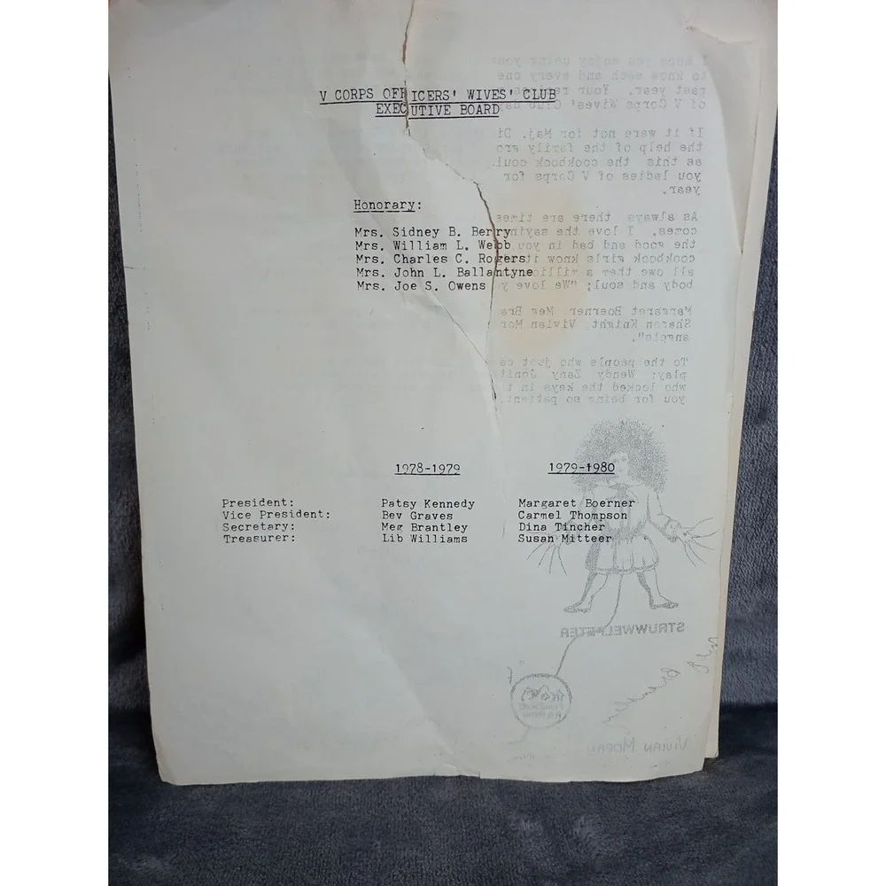 V Corps Wives Club Frankfurt, Germany Cookbook 1979 Terrace‎ Club US Army